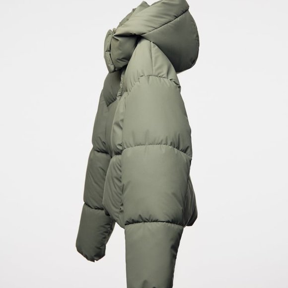 NWT ZARA RUBBERIZED PUFFER JACKET KHAKI - REF 3427/784 - Picture 9 of 9